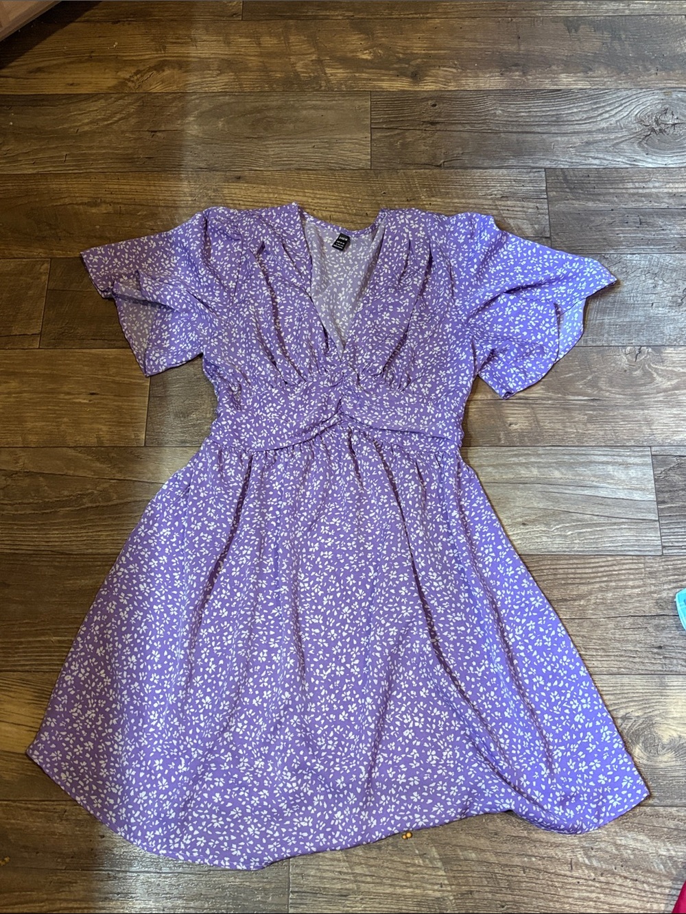 SHEIN Lavender Floral Knot-Front Mini Dress
